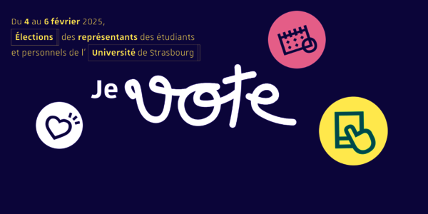 Visuel graphique élections Unistra "Je vote"