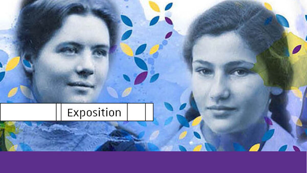 Visuel expo représentant Louise Weiss et Simone Veil jeunes | Crédit : Claire Le Van
