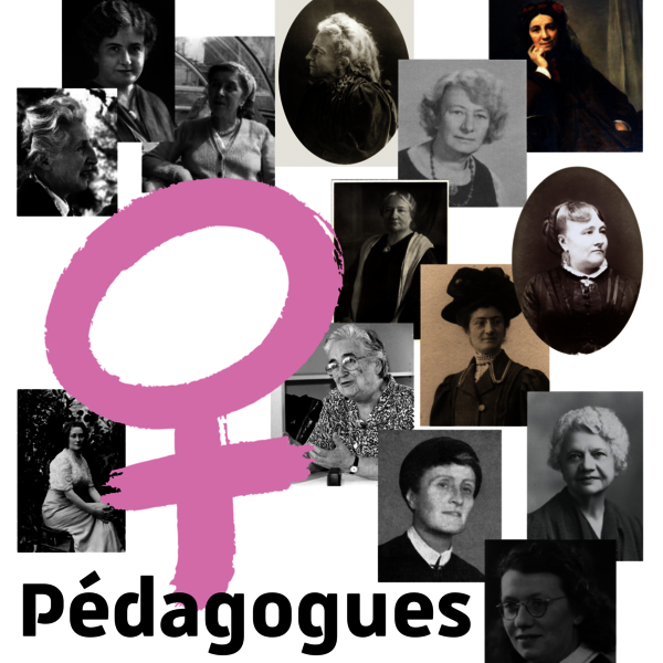 Visuel de l'expo avec photos des 14 femmes pédagogues